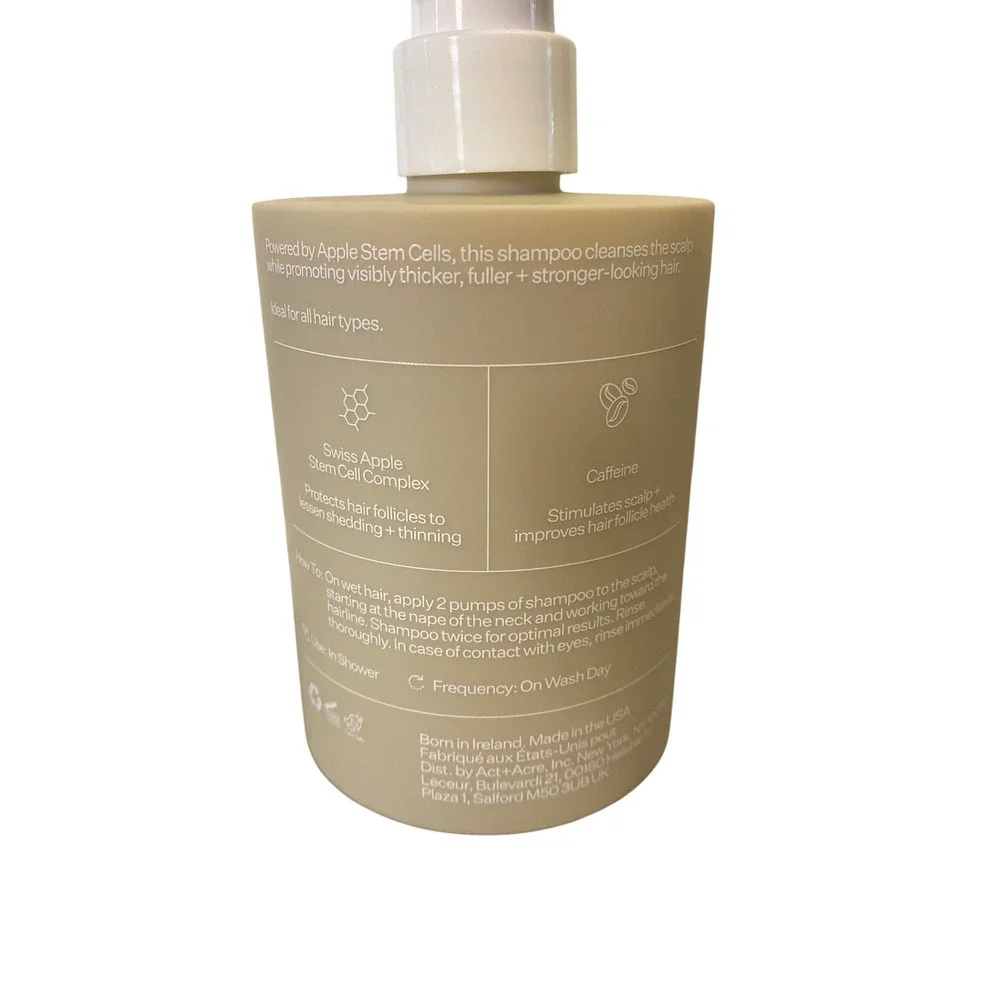 Act+Acre Plant Based Stem Cell Shampoo 10oz Thickening Scalp Care Caffeine Apple